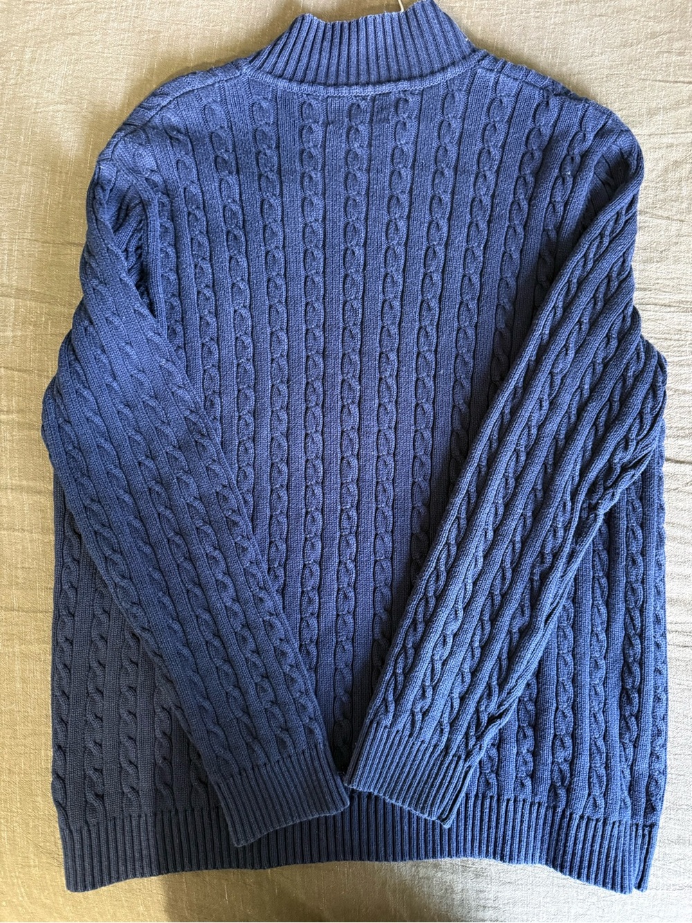 Vintage LAUREN Ralph Lauren Women’s Navy Cable-Knit Half-Zip Sweater with Crest - Picture 6 of 6